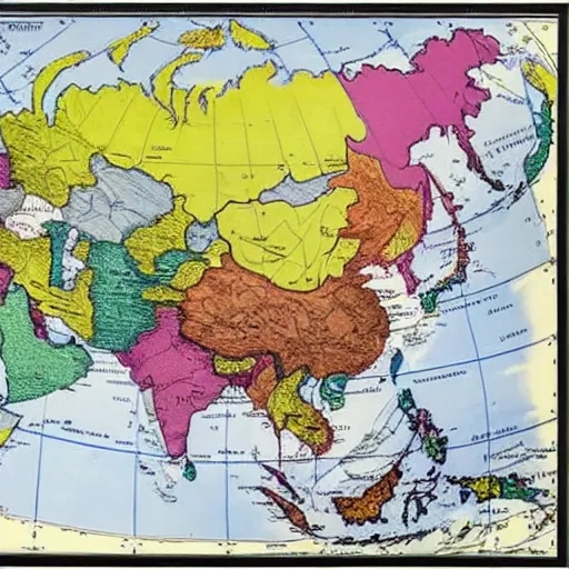 Image similar to monochrome map of Asia with USSR highlighted, 1945