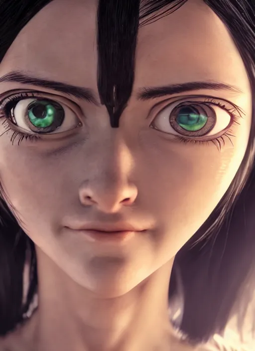 Image similar to Alita Battle Angel, digital animation, trending on artstation, full body portrait, hyper realistic render, 8k