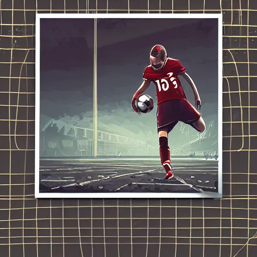 Image similar to detailed illustration of a football ball by alena aenami and annato finnstark