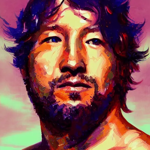 Prompt: beautiful portrait of Kenny Omega , painterly, brush stroke oil painting, dynamic lighting, imagine fx, artstation