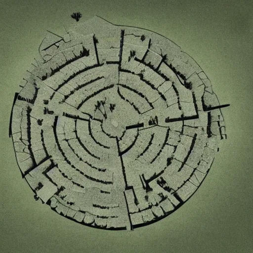 Image similar to top view of an illustration of an architectural plan view of a labyrinth of the deforestation in amazona crisis