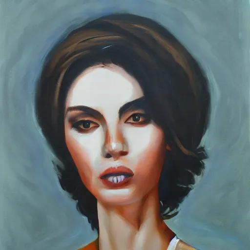 Image similar to the handsomest woman in lubbock tx, oil on tin, trending on artstation