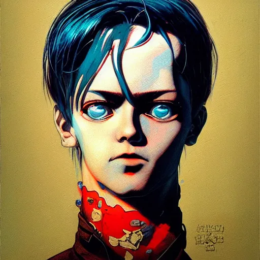 Image similar to prompt : soviet punk portrait soft light painted by james jean and katsuhiro otomo and erik jones, inspired by akira anime, smooth face feature, intricate oil painting, high detail illustration, sharp high detail, manga and anime 1 9 9 9