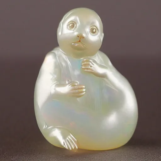 Prompt: opalescent baby seal figure opal pearl photograph realistic render