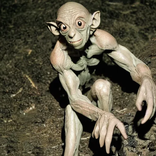 Image similar to gollum has giant chicken legs instead of his legs