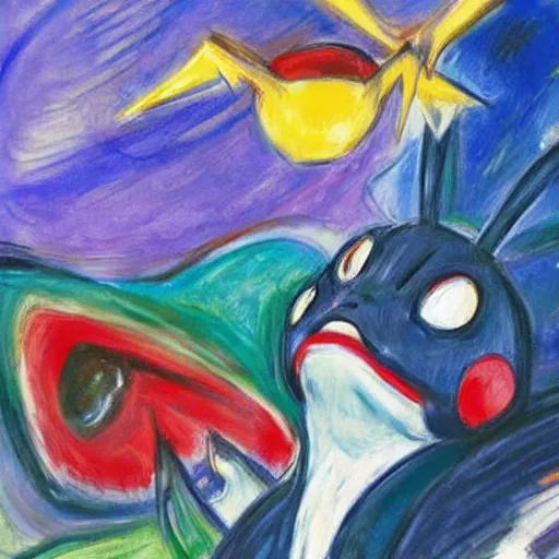 Image similar to Pokémon painting by Edvard Munch