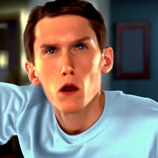Prompt: Live Action Still of Jerma in Malcolm in the Middle, real life, hyperrealistic, ultra realistic, realistic, highly detailed, epic, HD quality, 8k resolution, body and headshot, film still