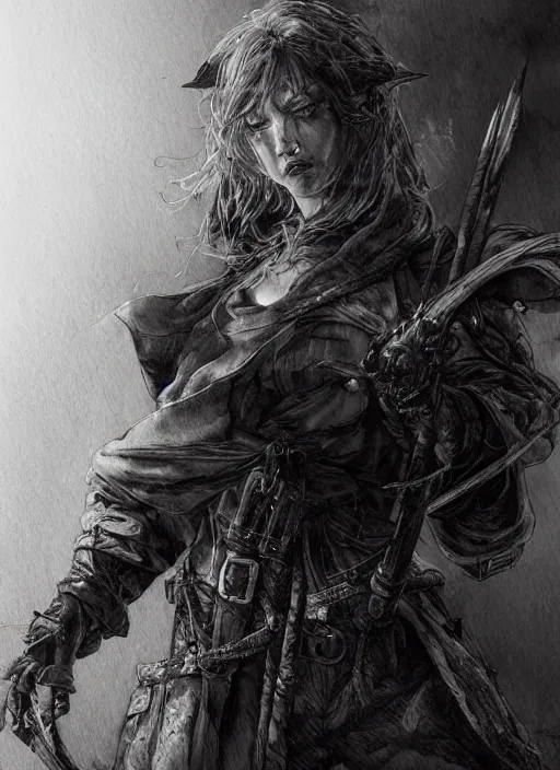 Image similar to portrait, Witch Hunter, watercolor, dramatic lighting, cinematic, establishing shot, extremely high detail, foto realistic, cinematic lighting, pen and ink, intricate line drawings, by Yoshitaka Amano, Ruan Jia, Kentaro Miura, Artgerm, post processed, concept art, artstation, matte painting, style by eddie mendoza, raphael lacoste, alex ross