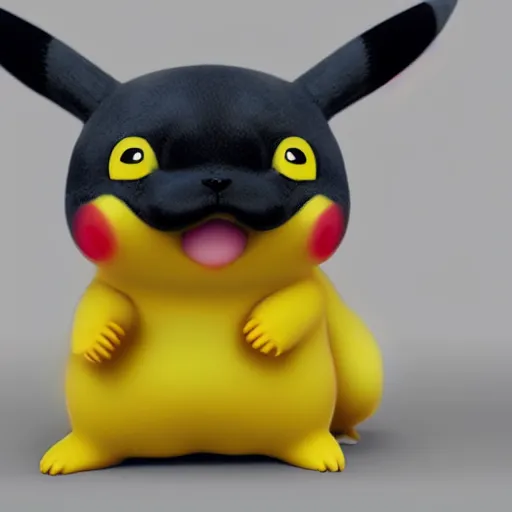 Image similar to extremely detailed high definition ultra focus super detailed hyper realistic Pikachu looking like a real animal real render 3d amazing beutiful lighting visceral hD 8k large