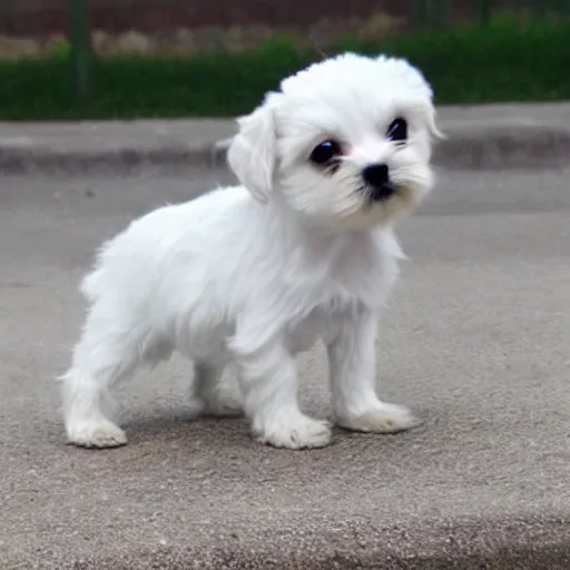 Image similar to maltese puppy dog, side view
