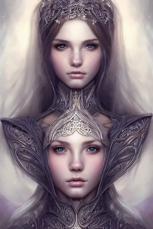 Prompt: a photorealistic portrait of an attractive young girl, semi-clothed in ethereal armor, emitting psychic powers, beautiful bone structure, perfectly proportioned face, perfect eyes, intricate, elegant, highly detailed, hyper detailed, volumetric lighting, trending on tumblr, by artgerm, by loish, fantasy scene, fantasy aesthetic, trending on Artstation