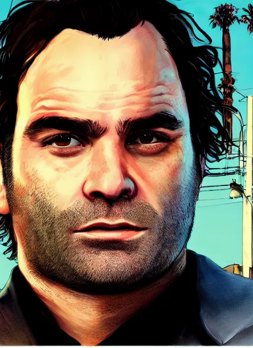 Prompt: a portrait of johnny galecki as gta 5 cover art