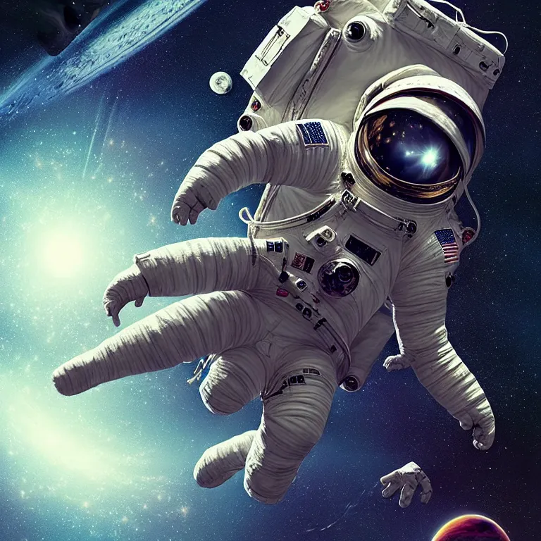 Prompt: epic professional digital art of terrified astronaut in spacesuit plummeting out of space, painted,, horror, leesha hannigan, wayne haag, reyna rochin, ignacio fernandez rios, mark ryden, iris van herpen, best on artstation, best on cgsociety, epic, stunning, gorgeous, much wow, cinematic, masterpiece