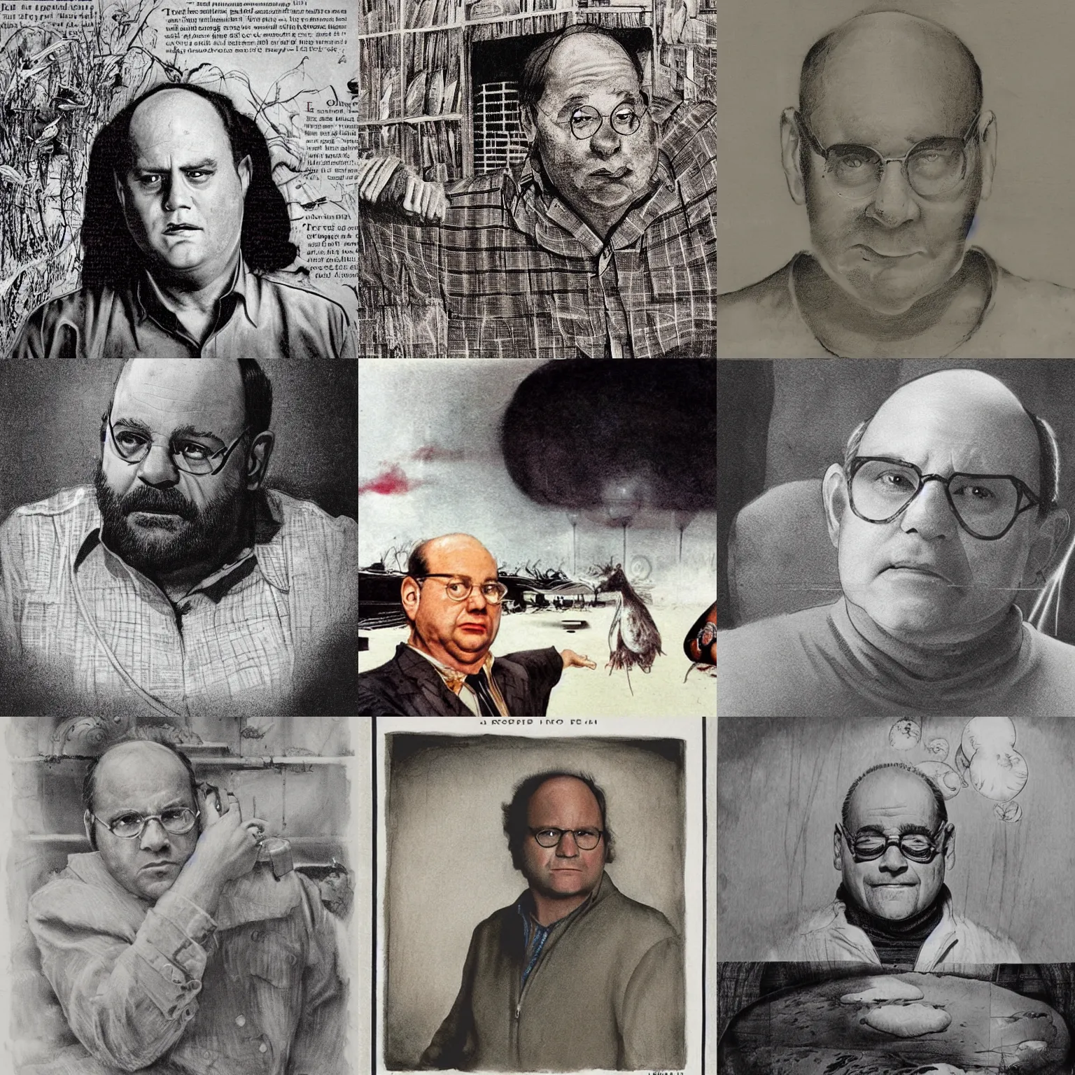 Prompt: george costanza in a story illustrated by stephen gammell