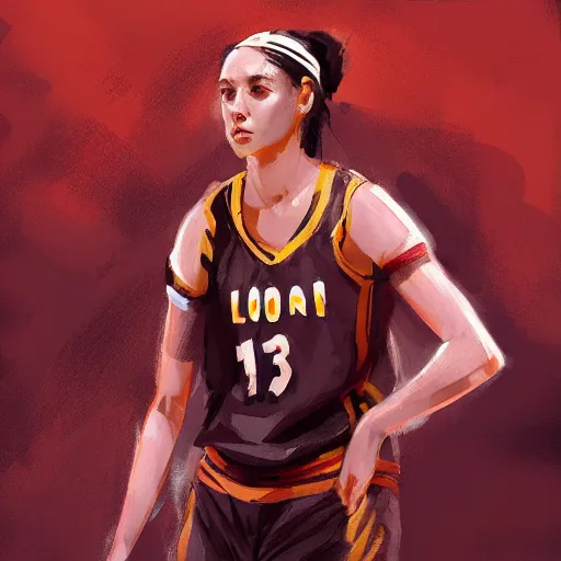 Image similar to painting of an woman basketball player, greg rutkowski, cg worker artstation