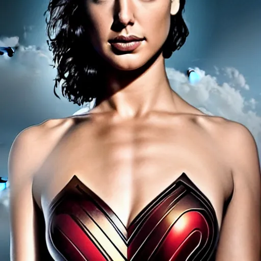 Prompt: an potrait of gal gadot play Man of Steel replacing Henry Cavill, photorealistic, high detail, photo studio, testing custom, full body shot 4k