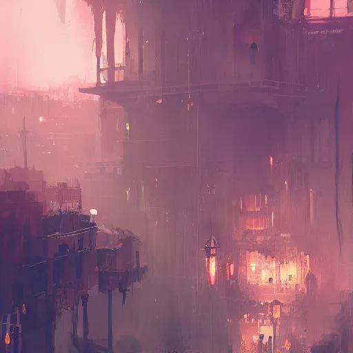 Image similar to Waterdeep City, by Ismail Inceoglu, detailed city, city of splendors, detailed, digital art, dusk, fantasy art