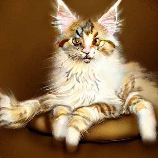 Prompt: Hyper real photo of a steampunk cream colored Maine Coon kitty, style of Rembrandt but Steampunk