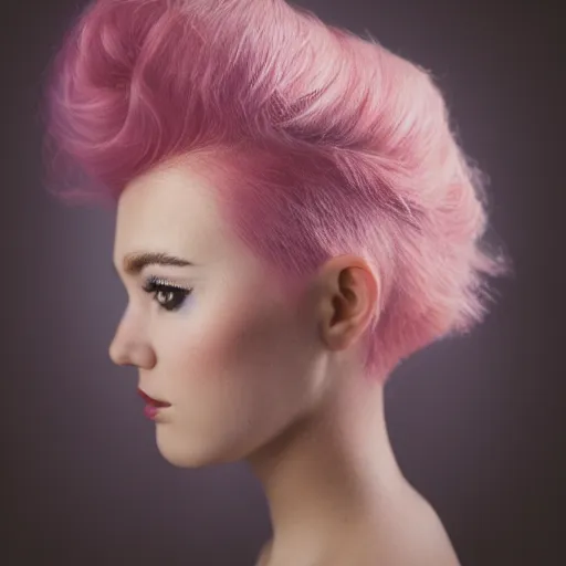 Prompt: a beautiful young woman, pink hair, Kodak portra, symmetrical face, studio lighting