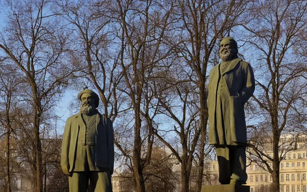 Image similar to large statue of marx, in the statue park in st. petersburg, by kenton nelson,