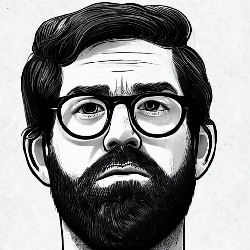 Prompt: detailed portrait of bearded john krasinski from away we go in circular wireframe glasses, cursed, magnificent, photographic realistic background, by james gilleard, by joe fenton, by kaethe butcher, trending on instagram, award winning details