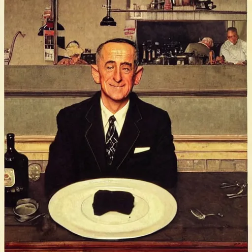 Image similar to benny gantz waiting tables, by norman rockwell