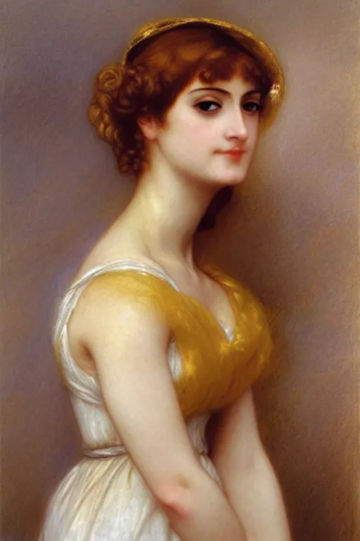Prompt: jane austen gold hair, painting by rossetti bouguereau, detailed art, artstation