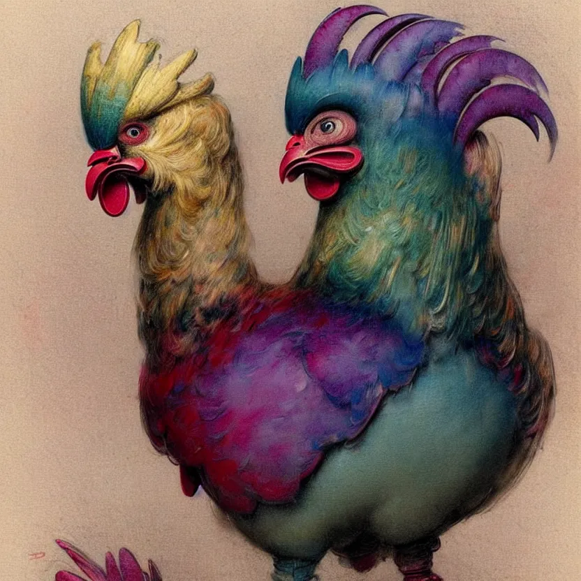 Image similar to ( ( ( ( ( 1 9 5 0 s retro future robot rooster. muted rainbow colors. ) ) ) ) ) by jean - baptiste monge!!!!!!!!!!!!!!!!!!!!!!!!!!!!!!