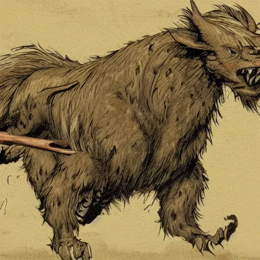 Image similar to milosk warg. a huge warg who inhabits milosk hills and steals cattle at night