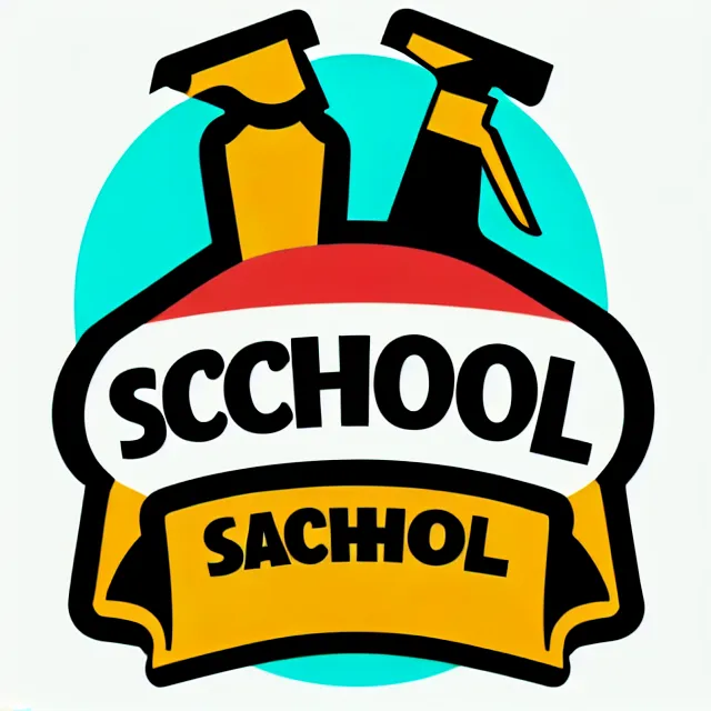 Prompt: school janitor vector logo, professional sports style, flat colours, bright colours, SVG, professional, sharp edges