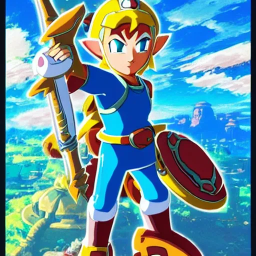 Image similar to Mega Man in The Legend of Zelda Breath of the Wild