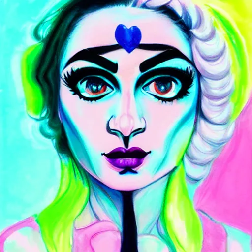 Prompt: painting of electra heart by harumi hironaka, by vanessa lemen and charlie bowater, trending on artstation, vibrant mixed pastels and watercolor painting, lomo effect