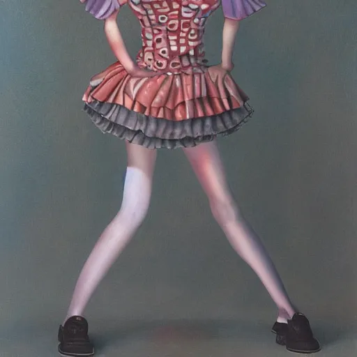 Image similar to portrait of a female birthday clown, full body, painted by Trevor brown