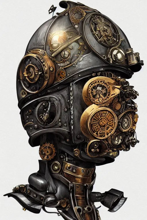 Image similar to steampunk helmet fantasy art mask robot ninja stylized digital illustration sharp focus, elegant intricate digital painting artstation concept art global illumination ray tracing advanced technology chaykin howard and campionpascale and cooke darwyn and davis jack