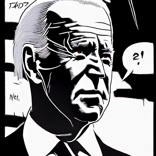 Image similar to Joe Biden looking sinister, by Tsutomu Nihei, highly detailed