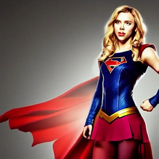 Image similar to photo of scarlett johansson as supergirl, low quality