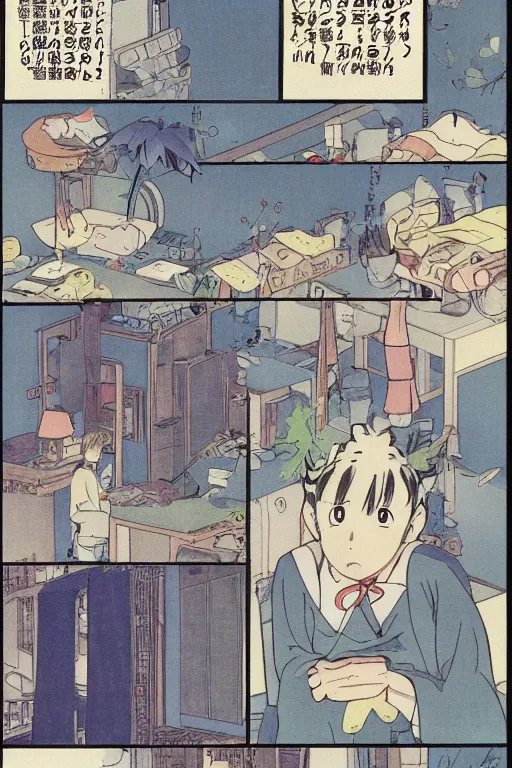 Image similar to page from manga by hayao miyazaki great language teacher