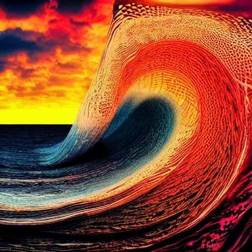 Prompt: sunset waves, by roy ahlgren or victor vasarely, digital art, deepdream cosmic, 3 d high definition, trending on artstation, photorealistic, high resolution, 8 k, octane, hyper detailed, trending on deviantart insane details, intricate, elite, ornate, elegant trend, highly detailed and intricate, sharp focus, photography, unreal engine