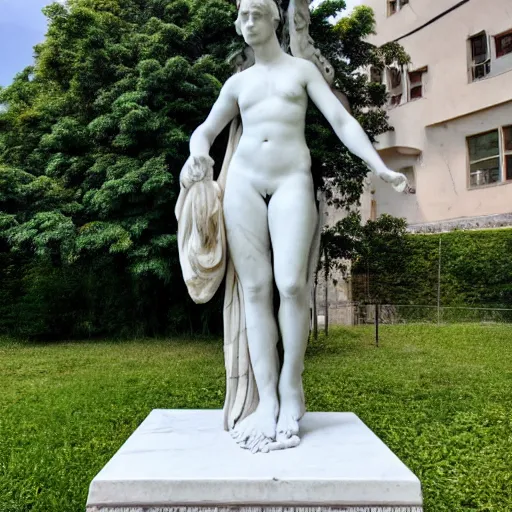 Prompt: marble statue of Sanna Marin