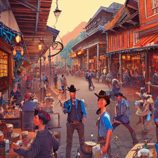 Image similar to old western town, extremely detailed, sharp focus, wide view, full body shot, smooth, digital illustration, by james jean, by rossdraws, frank franzzeta, sakimichan