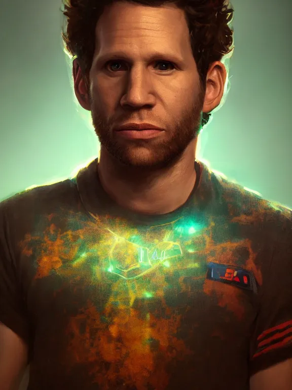 Prompt: portrait art of Glenn Howerton 8k ultra realistic , lens flare, atmosphere, glow, detailed,intricate, full of colour, cinematic lighting, trending on artstation, 4k, hyperrealistic, focused, extreme details,unreal engine 5, cinematic, masterpiece