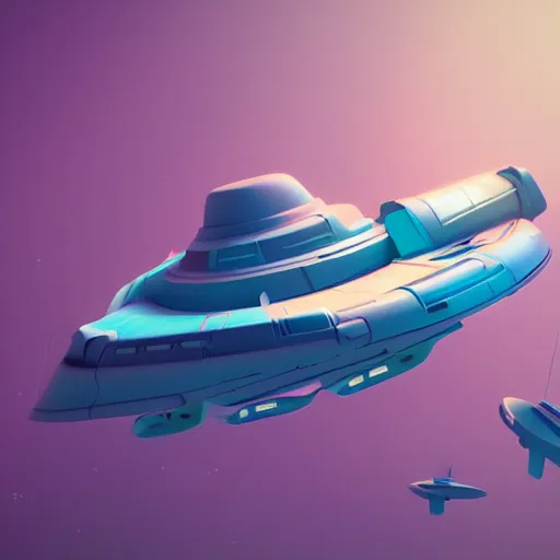 Prompt: ultra minimalist and smooth retro sci-fi toon spaceship, vivid colors, Mattey, Pick Wu, Andras Csuka detailed concept art pastel, 3d quality, octane render