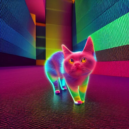 Image similar to 3d rainbow cat character by Beeple, different views