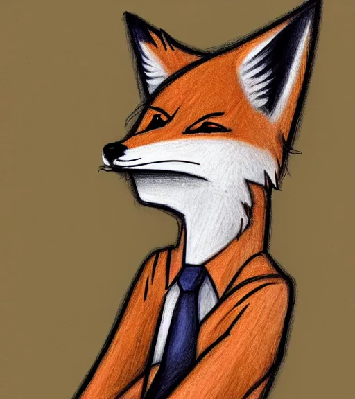 Prompt: expressive stylized master furry artist digital colored pencil painting full body portrait character study of the anthro male anthropomorphic fox fursona animal person wearing clothes by master furry artist blotch