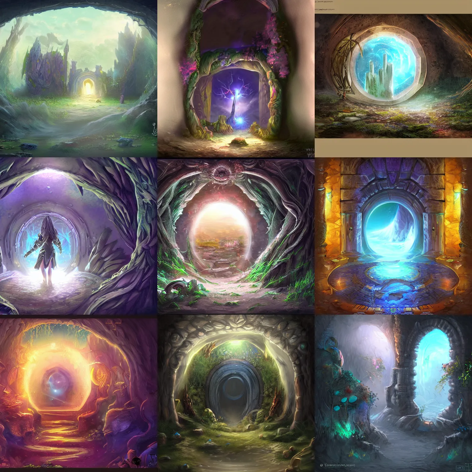 Prompt: Magic portal to another world, detailed fantasy, trending on art station