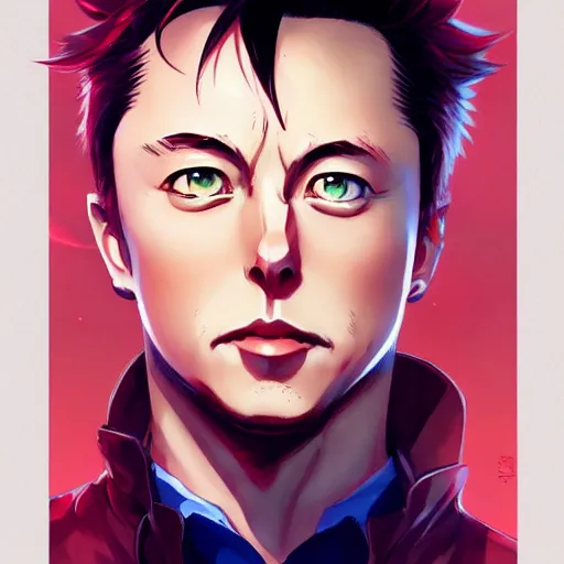 Image similar to anime portrait of elon musk as an anime boy by Stanley Artgerm Lau, WLOP, Rossdraws, James Jean, Andrei Riabovitchev, Marc Simonetti, and Sakimichan, trending on artstation