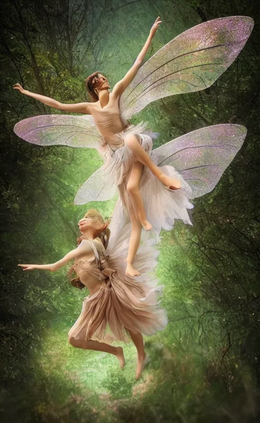 Prompt: fairy dancing, photography, ultra realistic, highly detailed, nature