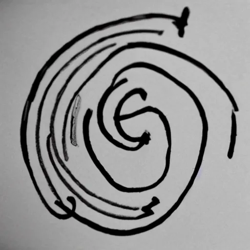 Prompt: random letters written in a spiral on a sheet of notebook paper