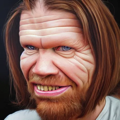 Image similar to Caricature portraits done of Aphex twin, realistic, hyperrealistic, very realistic, highly detailed, very detailed, extremely detailed, detailed, oil painting, digital art, trending on artstation