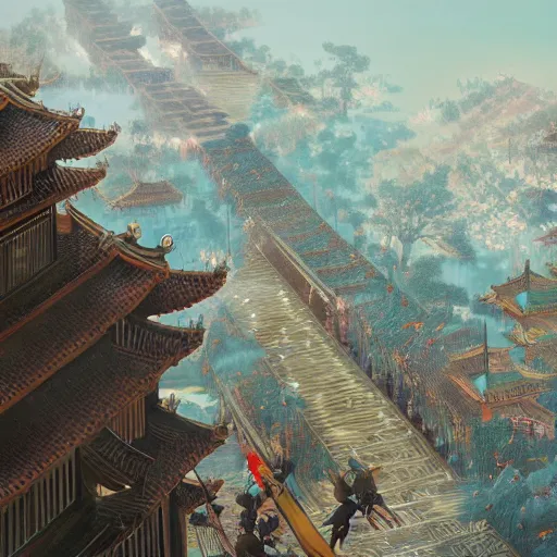 Image similar to beautiful render of tang dynasty, war by victo ngai and andreas rocha and greg rutkowski, trending on artstation, unreal engine, 8 k hd wallpaperjpeg artifact, blur, artfact